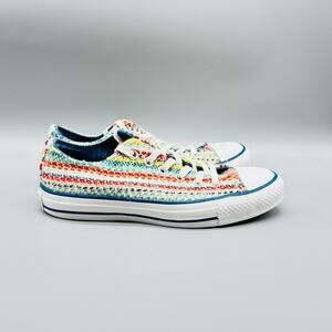 Converse Shoes Womens 7 Multicolor All Star Woven Knit Striped Low Top Sneakers
